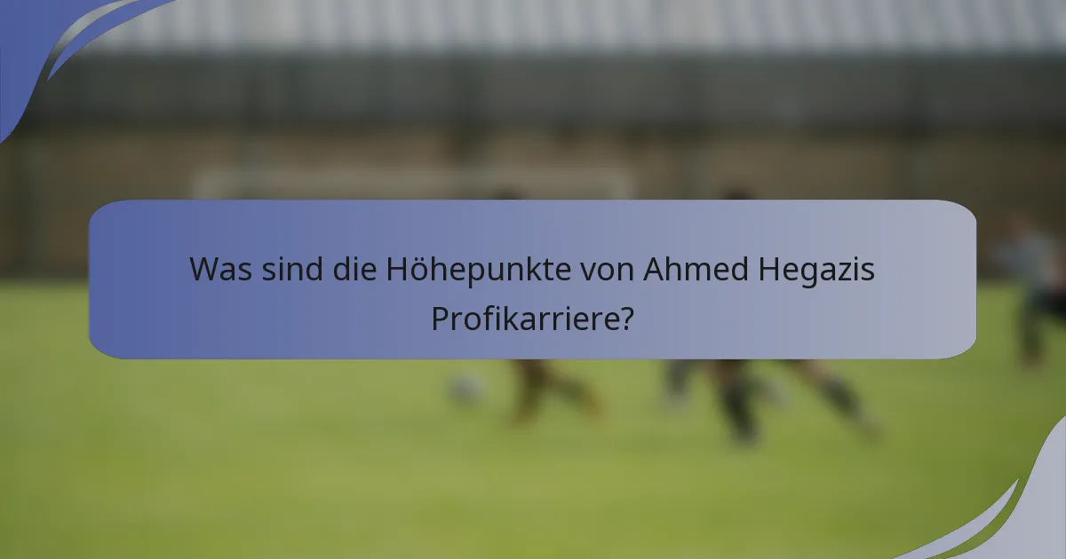 Was sind die Höhepunkte von Ahmed Hegazis Profikarriere?