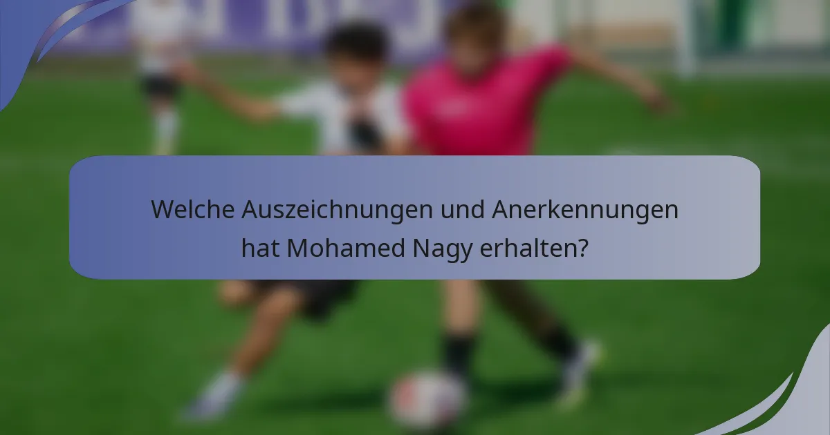 Welche Auszeichnungen und Anerkennungen hat Mohamed Nagy erhalten?