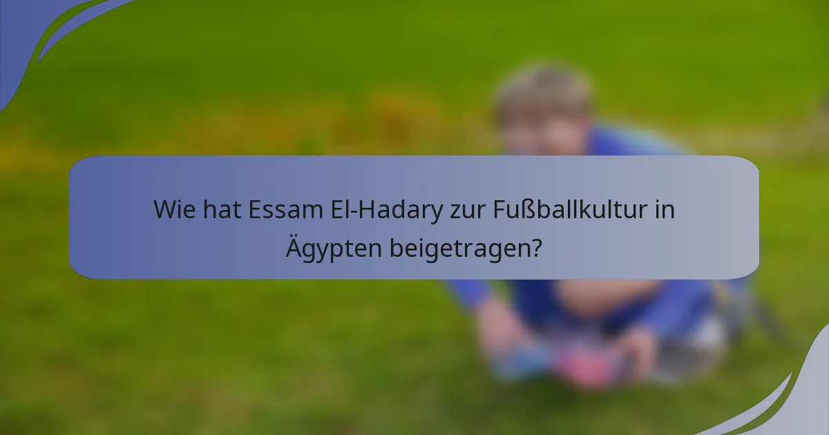 Wie hat Essam El-Hadary zur Fußballkultur in Ägypten beigetragen?
